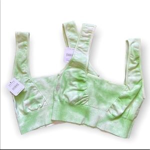 FP Movement Good Karma Square Neck Bras - Pistachio - Green tie dye